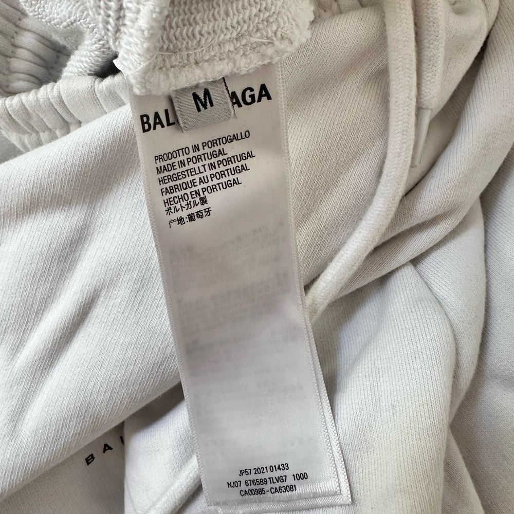 Balenciaga Graphic Logo White Straight Sweatpants – Size M (Fits Like S/XS) - Picture 7 of 7